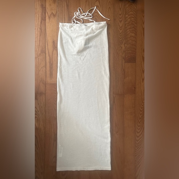 NWT cream sheer strappy waist maxi skirt - Picture 3 of 7